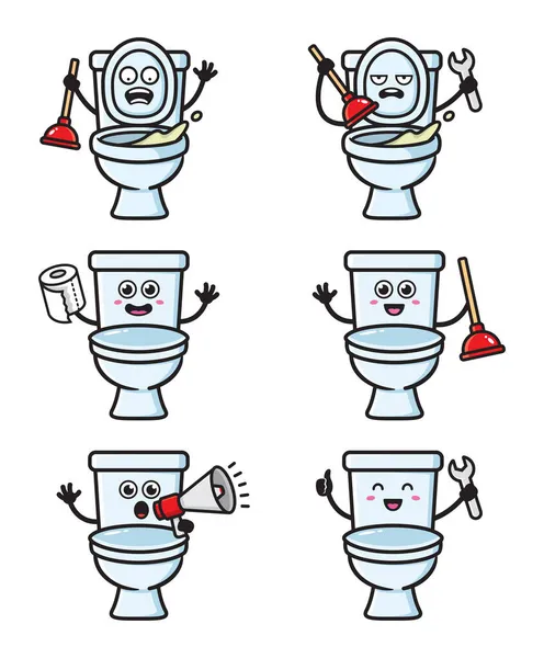 Jeu Dessin Caractère Toilette Illustration — Image vectorielle