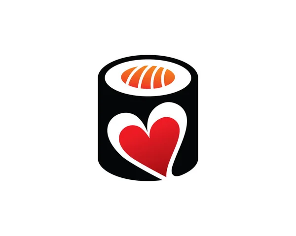 Sushi Love Logo Template Ícone Símbolo — Vetor de Stock