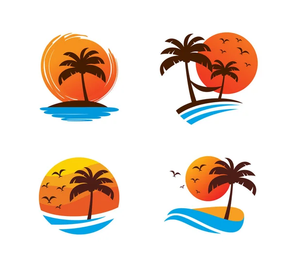 Natural Beach Logo Template Design Vector — стоковый вектор