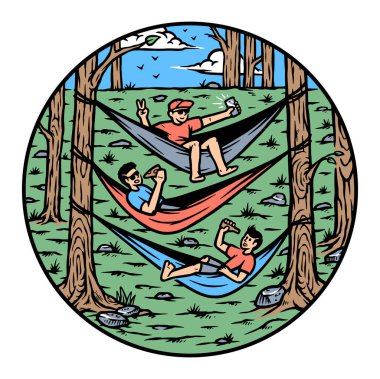 friends relax and enjoy nature illustration