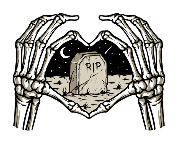 Skull Hand Cemetery Illustration — ストックベクタ
