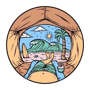 Çadırın içinden sahile bak.