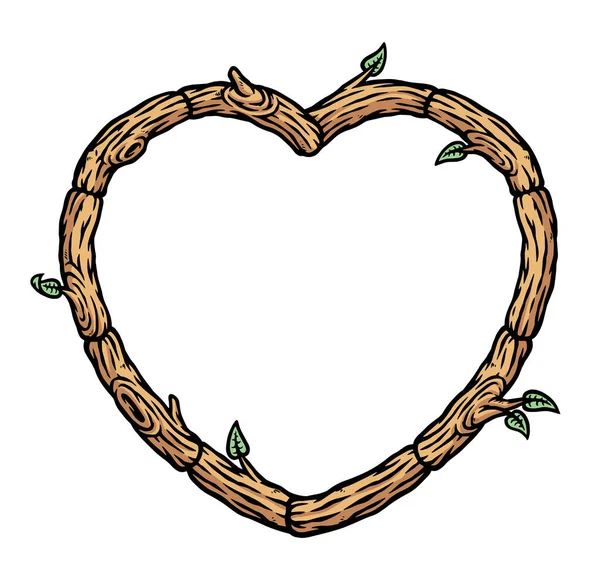 Amour Cadre Bois Naturel Illustration — Image vectorielle