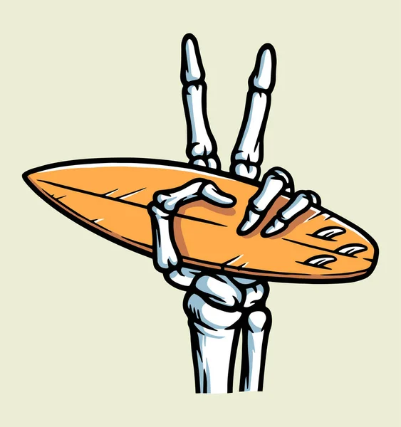 Esqueleto Mano Pacífica Tabla Surf Ilustración — Archivo Imágenes Vectoriales