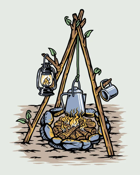 Cuisine Plein Air Illustration — Image vectorielle