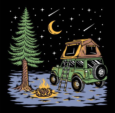 Adventure under the stars illustration