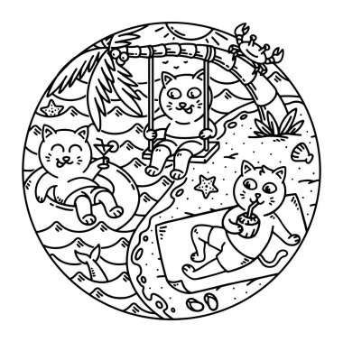 Şirin kedi sahilde eğleniyor.