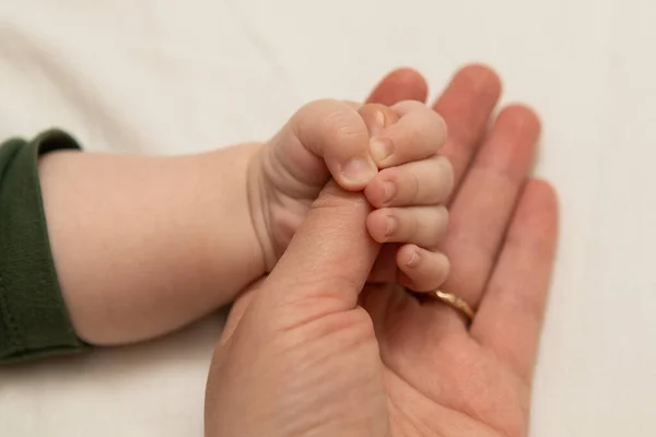 Moeder Houdt Baby Bij Hand — Stockfoto