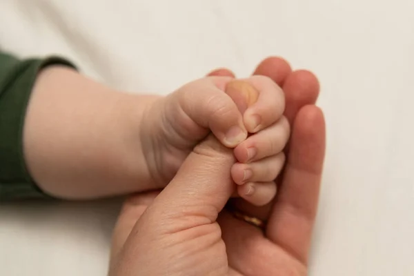 Moeder Houdt Baby Bij Hand — Stockfoto