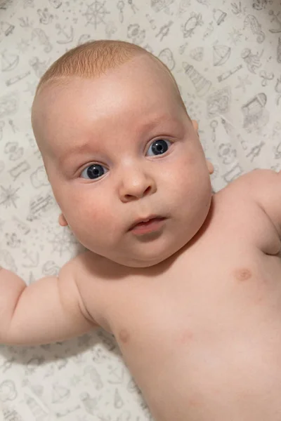 Close Portrait Three Month Old Baby Blue Eyes — Stockfoto