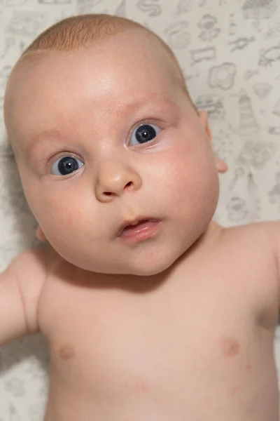 Close Portrait Three Month Old Baby Blue Eyes — Stockfoto