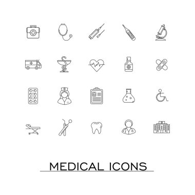 Tıbbi ikonlar. Vektör çizimi. Sağlık