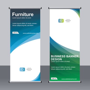 Ticari afişler asılıyor Standee bayrağı modern pankartın şablonu.