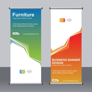 Ticari afişler asılıyor Standee bayrağı modern pankartın şablonu.
