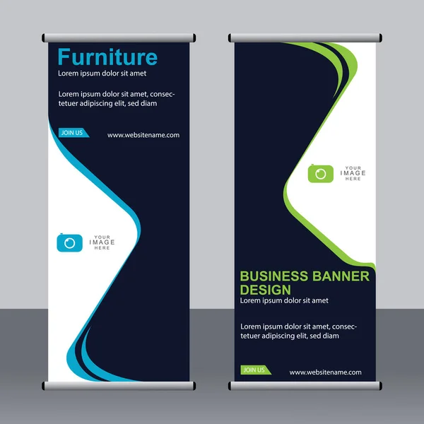 Business Banner Roll Set Standee Banner Template Banner Moderno — Vettoriale Stock