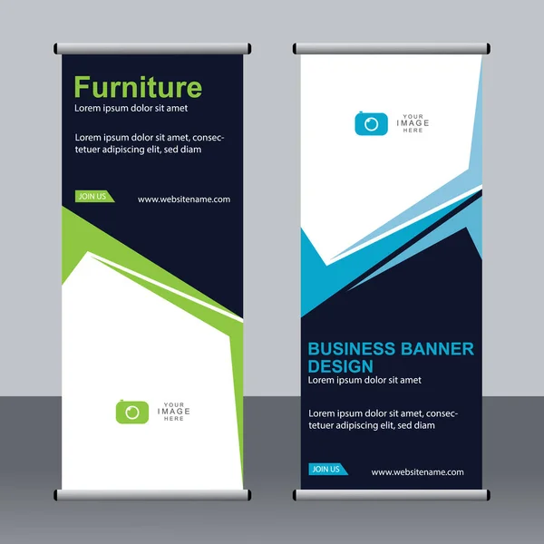 Business Banner Aufrollen Set Standee Banner Vorlage Modernes Banner — Stockvektor