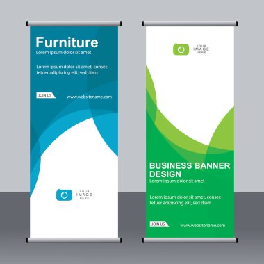 Ticari afişler asılıyor Standee bayrağı modern pankartın şablonu.