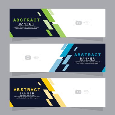 Vektör tasarım web pankartı şablonu. Web Tasarım Elementleri - Başlık Tasarımı. Gri arkaplan üzerine soyut geometrik web afişi şablonu. Modern pankart.