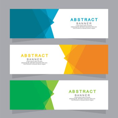 Vektör tasarım web pankartı şablonu. Web Tasarım Elementleri - Başlık Tasarımı. Gri arkaplan üzerine soyut geometrik web afişi şablonu. Modern pankart.