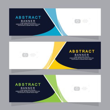 Vektör tasarım web pankartı şablonu. Web Tasarım Elementleri - Başlık Tasarımı. Gri arkaplan üzerine soyut geometrik web afişi şablonu. Modern pankart.