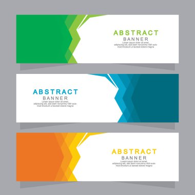 Vektör tasarım web pankartı şablonu. Web Tasarım Elementleri - Başlık Tasarımı. Gri arkaplan üzerine soyut geometrik web afişi şablonu. Modern pankart.