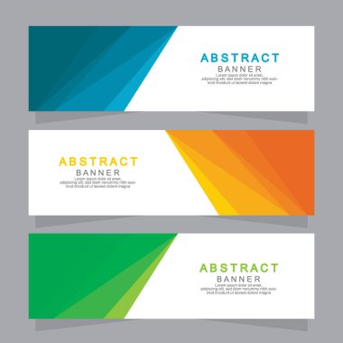 Vektör tasarım web pankartı şablonu. Web Tasarım Elementleri - Başlık Tasarımı. Gri arkaplan üzerine soyut geometrik web afişi şablonu. Modern pankart.