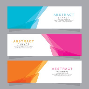 Vektör tasarım web pankartı şablonu. Web Tasarım Elementleri - Başlık Tasarımı. Gri arkaplan üzerine soyut geometrik web afişi şablonu. Modern pankart.