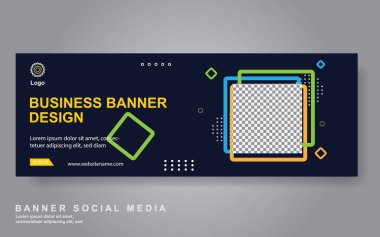 Vektör tasarım web pankartı şablonu. Web Tasarım Elementleri - Başlık Tasarımı. Gri arkaplan üzerine soyut geometrik web afişi şablonu. Modern pankart.