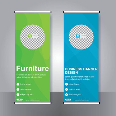 Ticari afişler asılıyor Standee bayrağı modern pankartın şablonu.