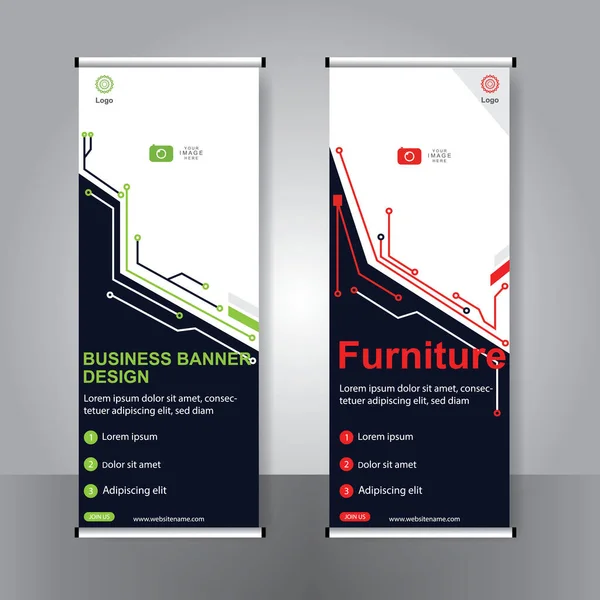 Business Banner Aufrollen Set Standee Banner Vorlage Modernes Banner — Stockvektor