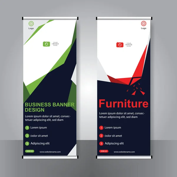 Banner Negocios Roll Set Standee Banner Template Banner Moderno — Archivo Imágenes Vectoriales