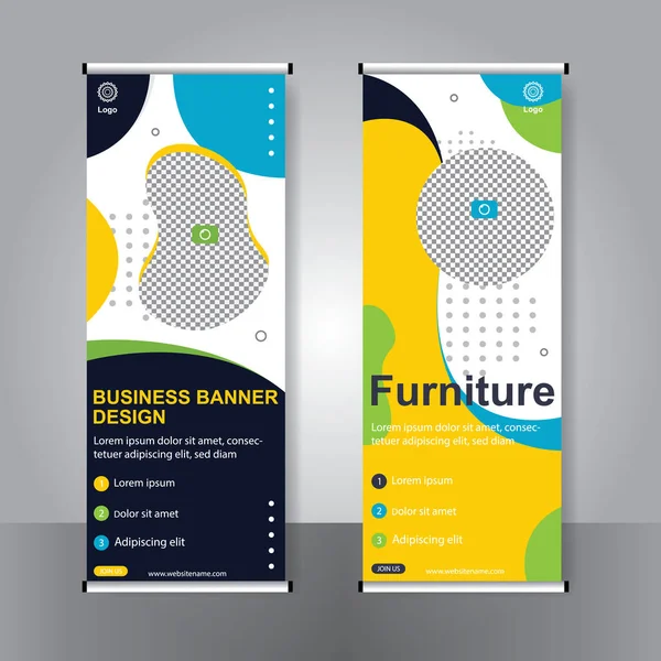 Business Banner Aufrollen Set Standee Banner Vorlage Modernes Banner — Stockvektor