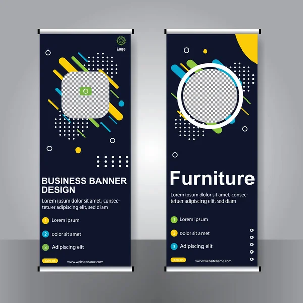 Banner Negocios Roll Set Standee Banner Template Banner Moderno — Vector de stock