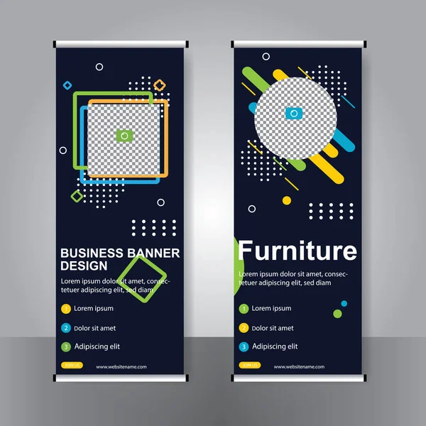 Banner Negocios Roll Set Standee Banner Template Banner Moderno — Archivo Imágenes Vectoriales