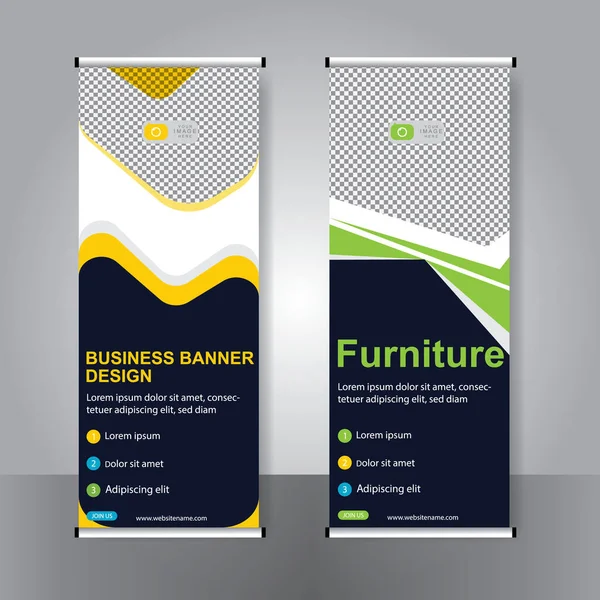 Banner Negocios Roll Set Standee Banner Template Banner Moderno — Archivo Imágenes Vectoriales