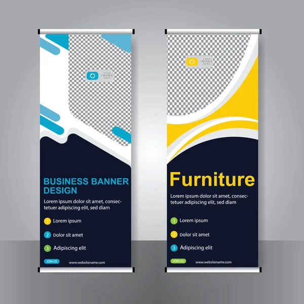 Business Banner Aufrollen Set Standee Banner Vorlage Modernes Banner — Stockvektor