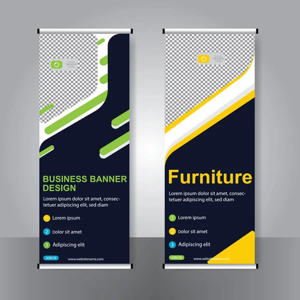 Banner Negocios Roll Set Standee Banner Template Banner Moderno — Archivo Imágenes Vectoriales