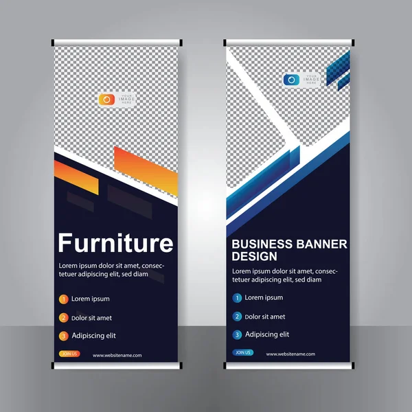 Banner Negocios Roll Set Standee Banner Template Banner Moderno — Archivo Imágenes Vectoriales