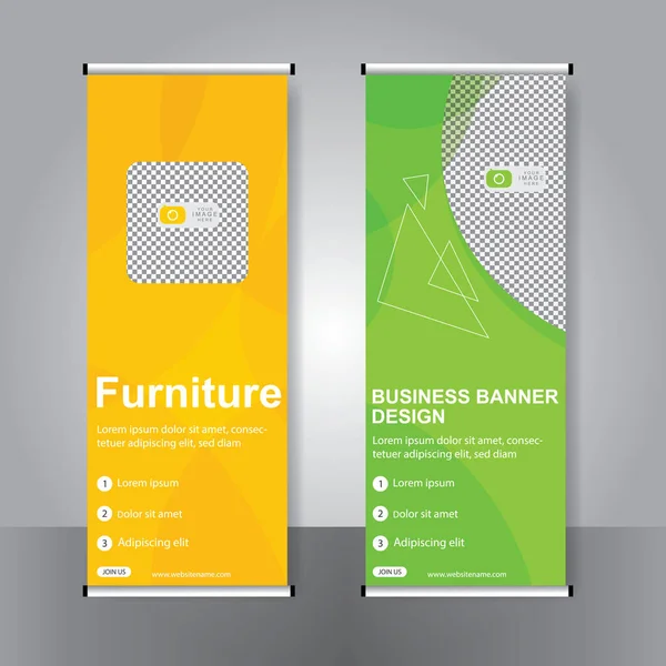 Business Banner Aufrollen Set Standee Banner Vorlage Modernes Banner — Stockvektor