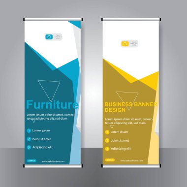 Ticari afişler asılıyor Standee bayrağı modern pankartın şablonu.