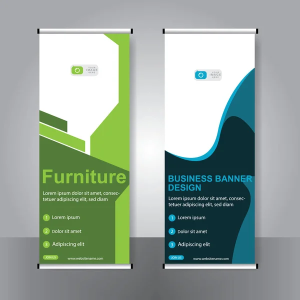 Business Banner Roll Set Standee Banner Template Modern Banner — Stock Vector