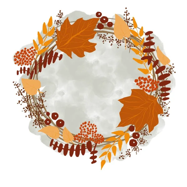 Beyaz arkaplanda sonbahar çiçeği çelengi 