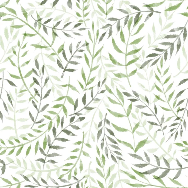 Beyaz arka planda yeşil yapraklı pürüzsüz desen 