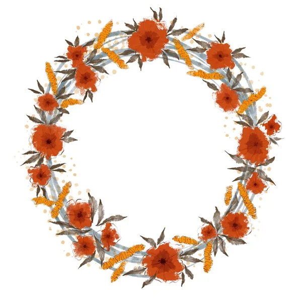 Çerçeve çiçekleri ve yapraklar sonbaharda 