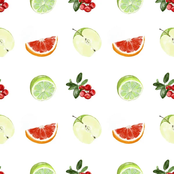 Elma, kireç, inek üzümü ve portakallı kusursuz desen.