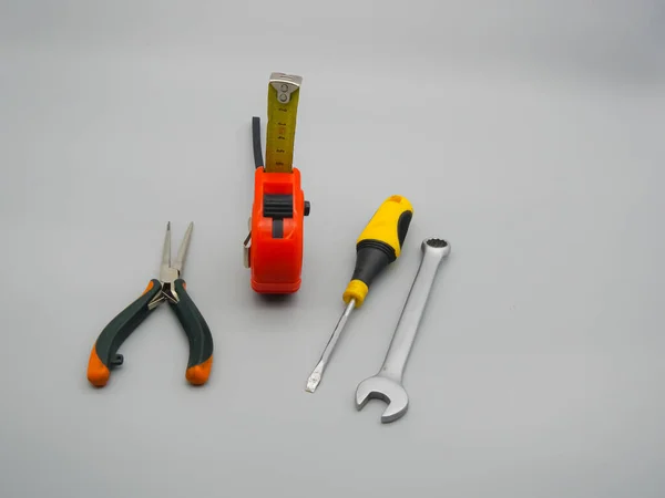 Working Tools Repairs Construction Tape Screwdriver Passages Wrench — Stock Photo, Image