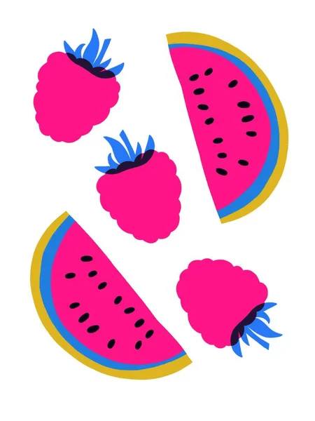 Fruits Baies Illustration Abstraite Affiche Typographie Colorée Drôle Conception Impression — Photo