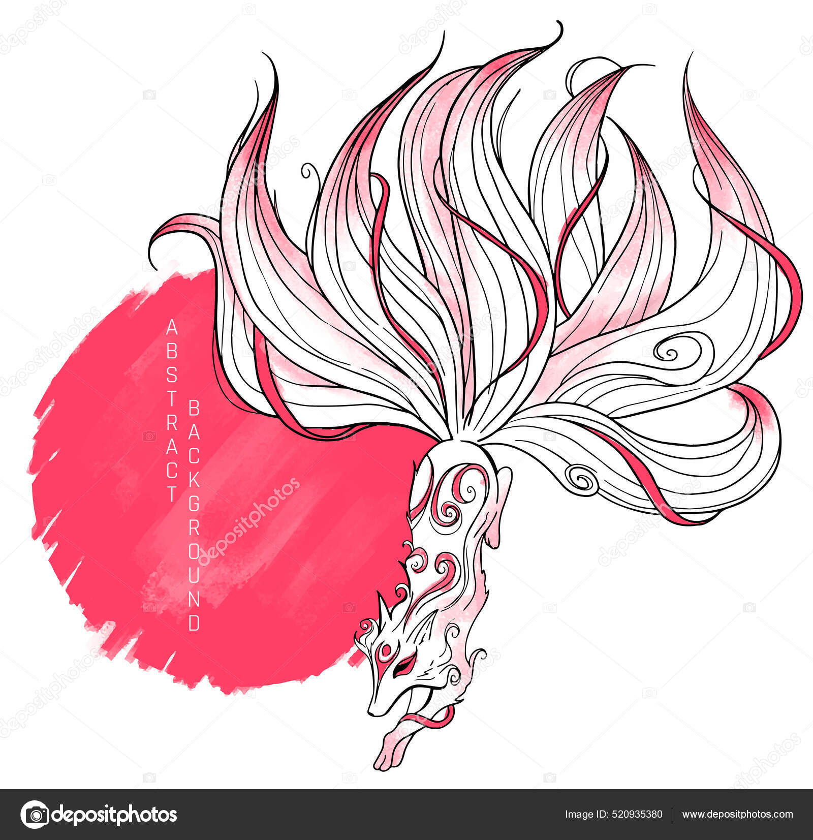 Vector Abstract Illustration Japanese Fantasy Creature Nine Tailed Fox