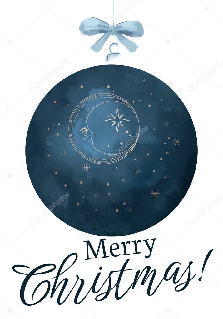  Illustration oh holy night with star on night sky texture