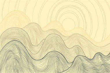 Eğilimli soyut Japon manzarası. Basit çizgiler. Vektör illüstrasyonu